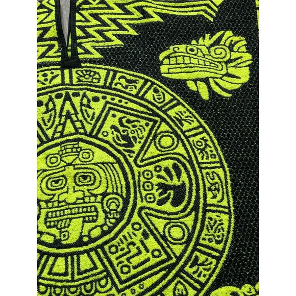 Vintage Mexican Mayan Calendar Aztec Reversible Blanket Serape Tijuana Poncho - Picture 5 of 11